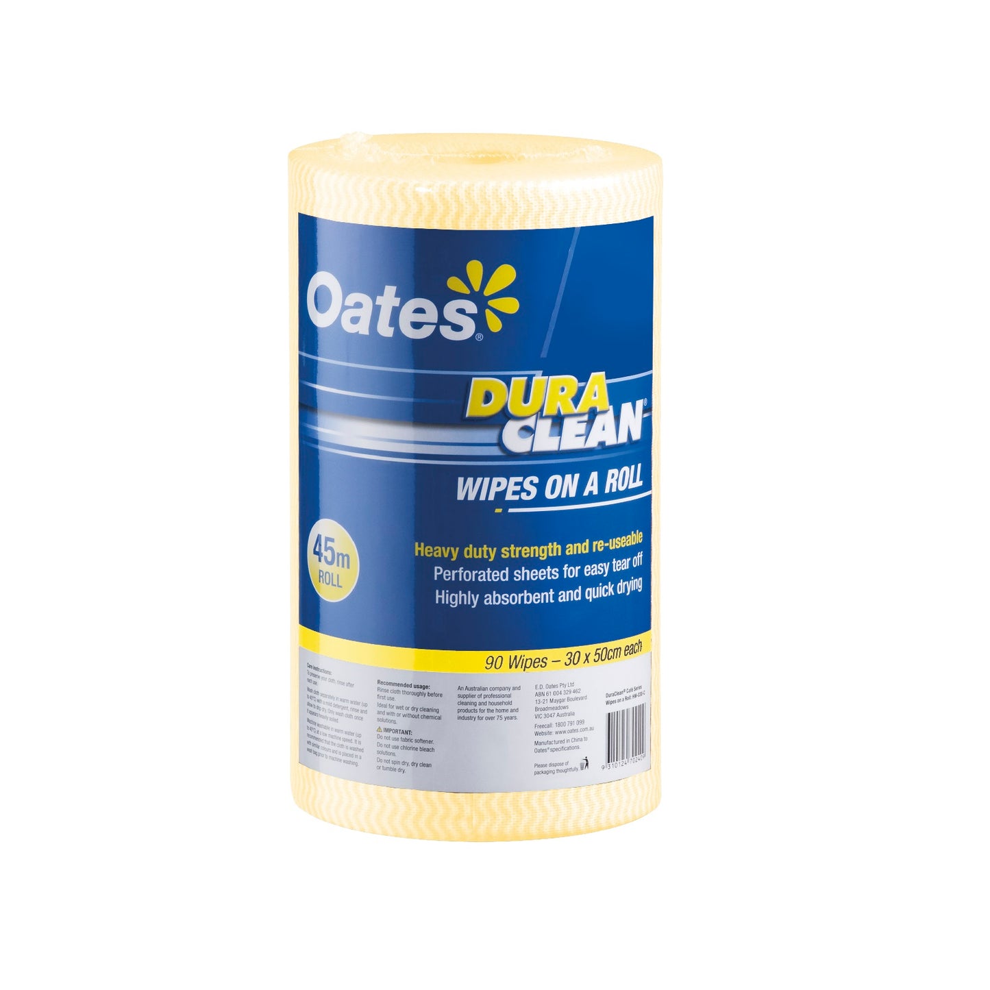 DuraClean Wipes on a Roll, Yellow